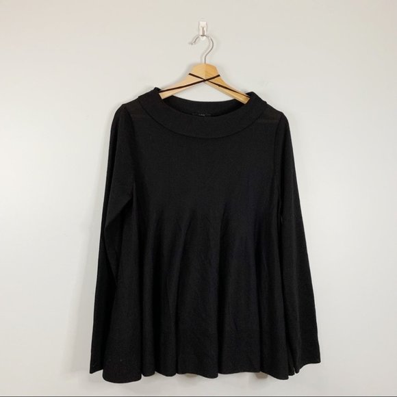 COS Sweaters - COS Long Sleeve 100% Wool Black Swing Sweater Top Boat Neck Womens Medium M